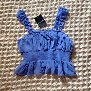 F21 Periwinkle Tiered Babydoll Cinched Crop Top